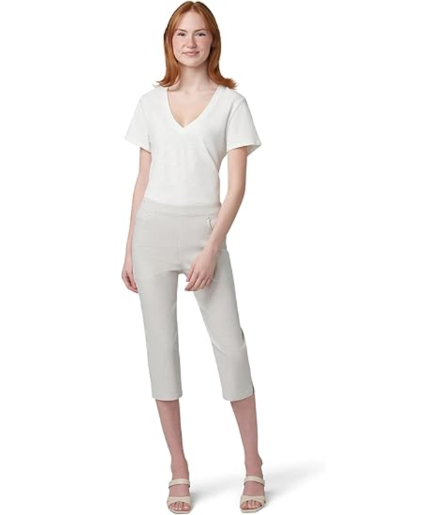 Hue Vertical Stripe Pedal Pusher Pants - Taupe