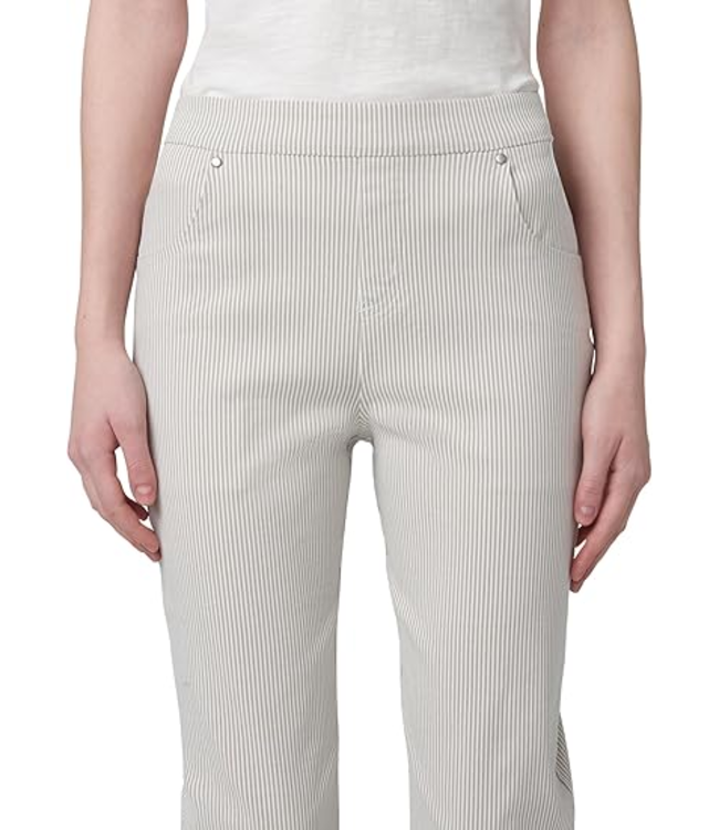 Hue Vertical Stripe Pedal Pusher Pants - Taupe
