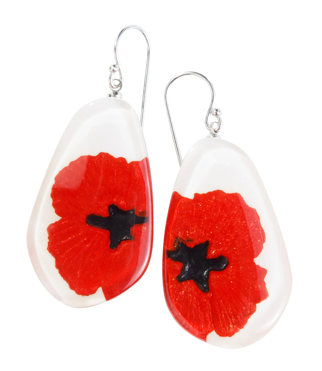 Zsiska Resin Poppy Earrings - Red
