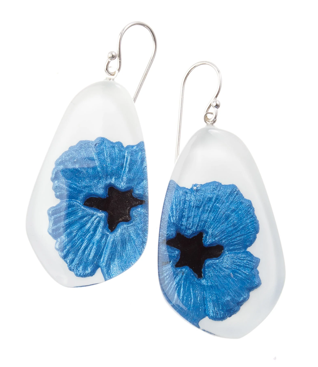 Zsiska Resin Poppy Earrings - Blue