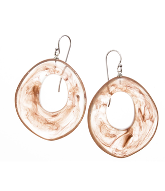 Zsiska Marbled Dangle Hoops - Brown