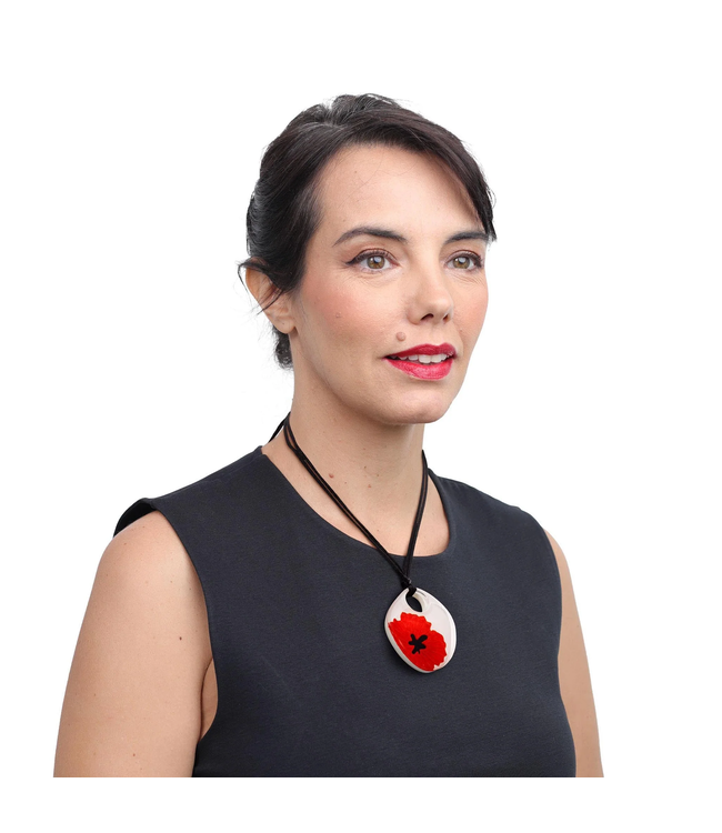 Zsiska Resin Poppy Necklace - Red