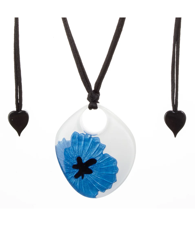 Zsiska Resin Poppy Necklace - Blue