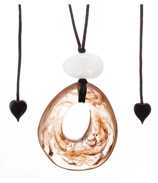 Zsiska Large Circle Marble Necklace - Brown