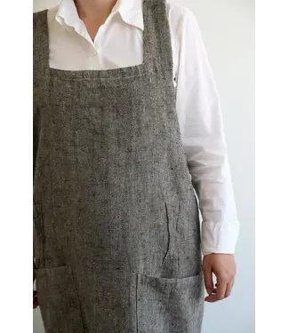 Linen Way Inc. Stonewashed Linen Apron - Black/Natural