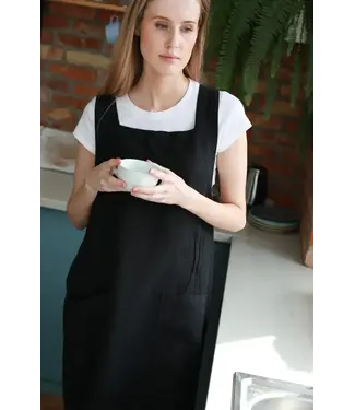 Linen Way Inc. Stonewashed Linen Apron - Black