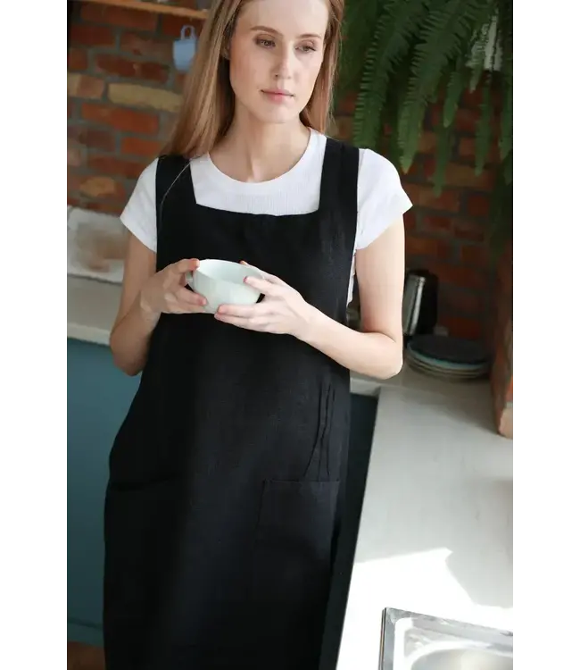 Linen Way Inc. Stonewashed Linen Apron - Black