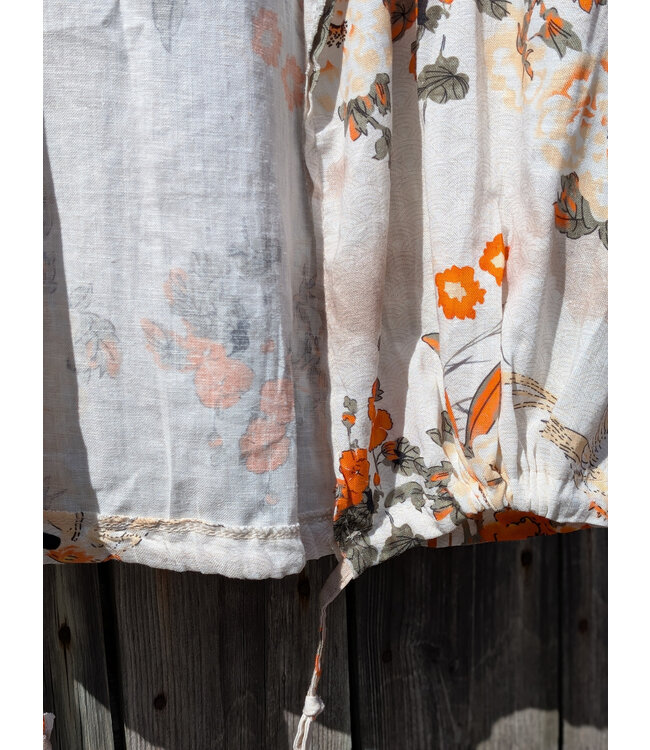 Linen Open Cardigan - Orange Sakura