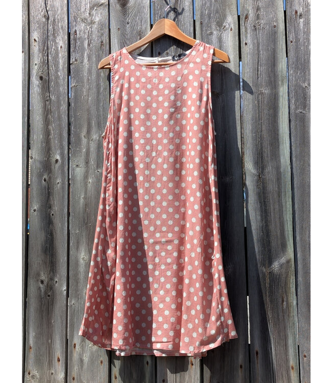 Polka Dot Sleeveless Linen Dress - Rosette