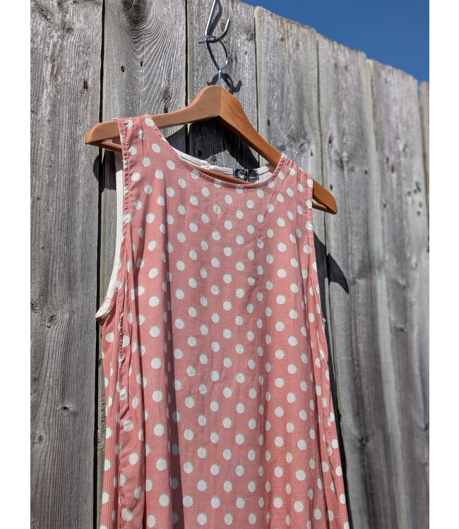 Polka Dot Sleeveless Linen Dress - Rosette