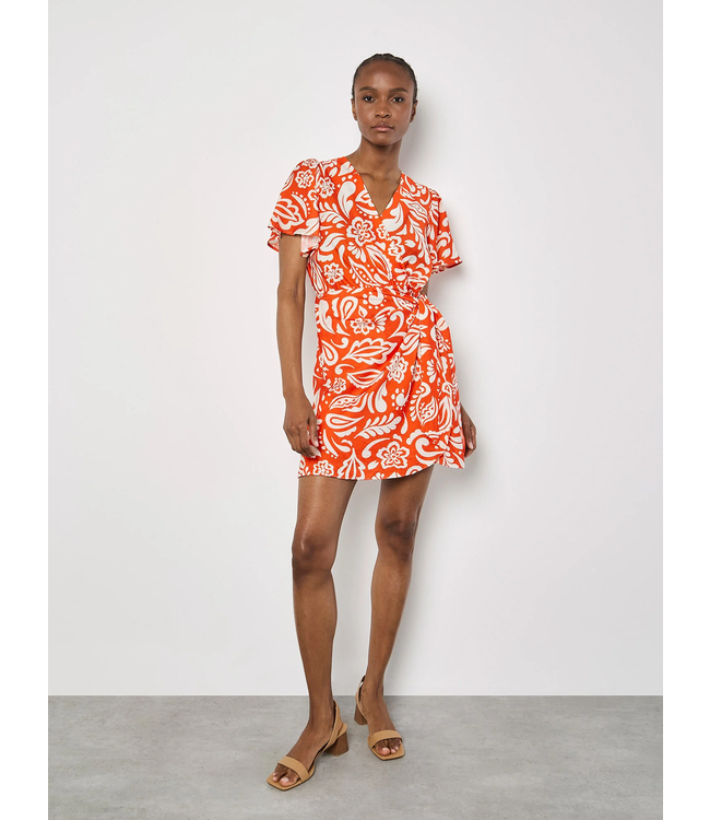 Apricot Bold Paisley Wrap Dress - Orange