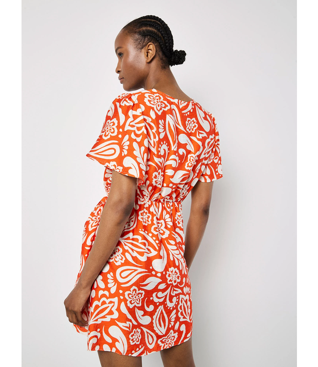 Apricot Bold Paisley Wrap Dress - Orange