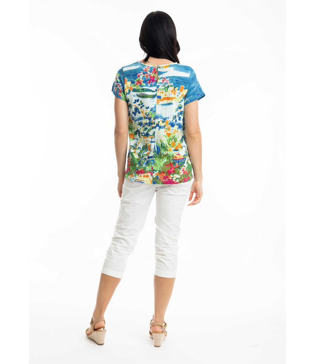 Orientique Print V-Neck Tee - Positano