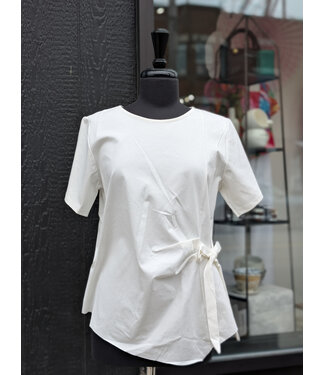 Made in Italy Side Tie Blouse - White