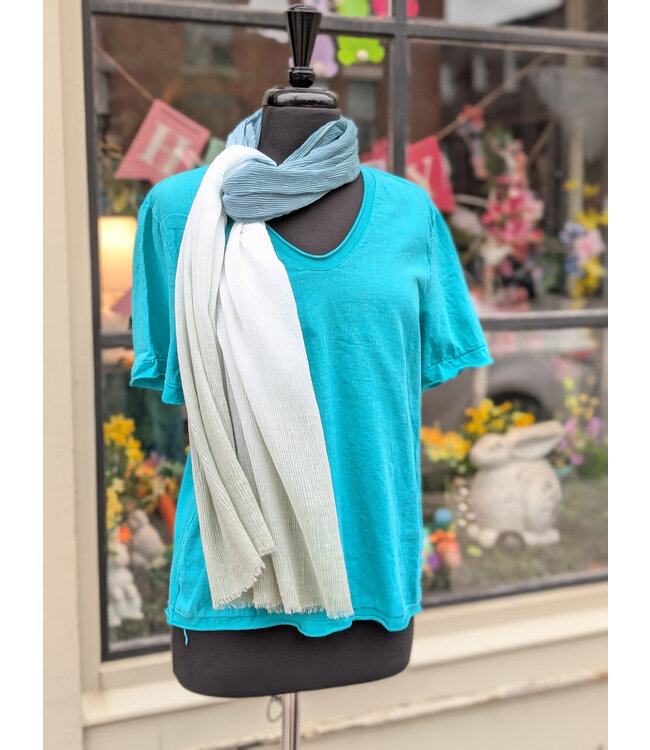 Made in Italy Hi-Lo Linen T-Shirt - Aqua