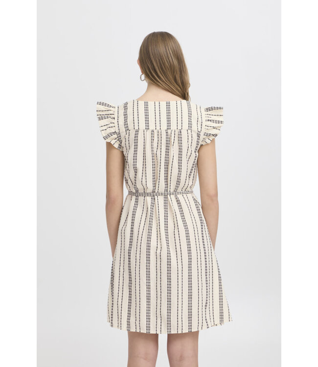 ICHI IHJosine Striped Button Dress - Birch