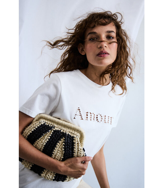 ICHI IaLysara Woven Clutch - Black/White