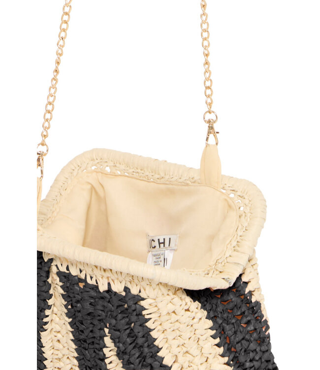 ICHI IaLysara Woven Clutch - Black/White
