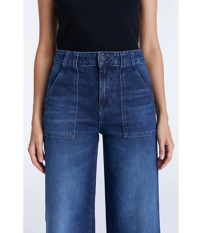 Cup of Joe Denim Lulu Wide Leg Patch Pocket Jeans - Dark Wash