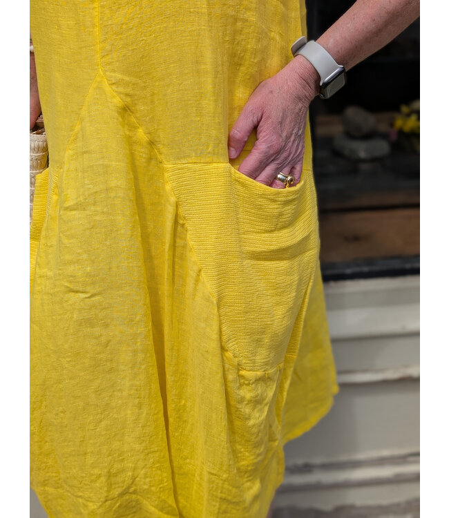 Made in Italy Linen Dress w/Pockets - Lemon