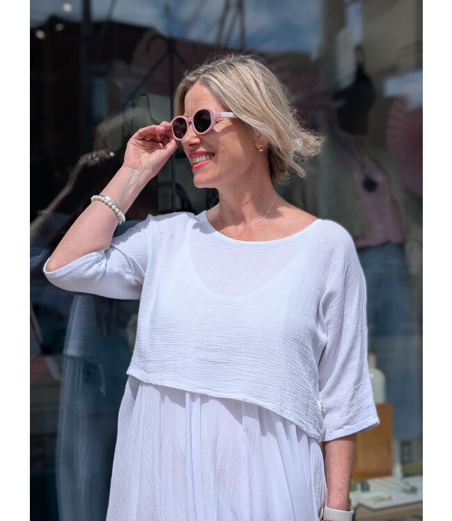 Made in Italy Dress with 3/4 Sleeve Top - White