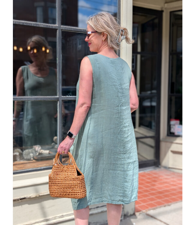 Made in Italy Linen Dress w/Pockets - Tea