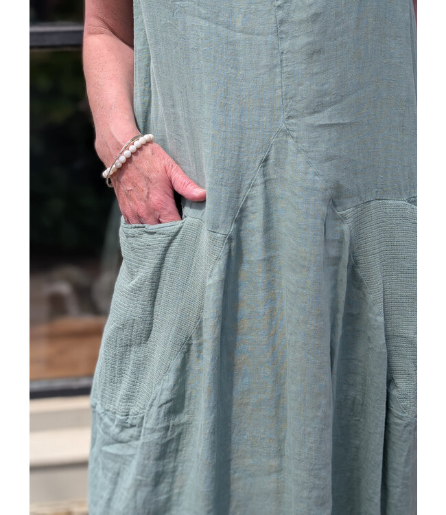 Made in Italy Linen Dress w/Pockets - Tea