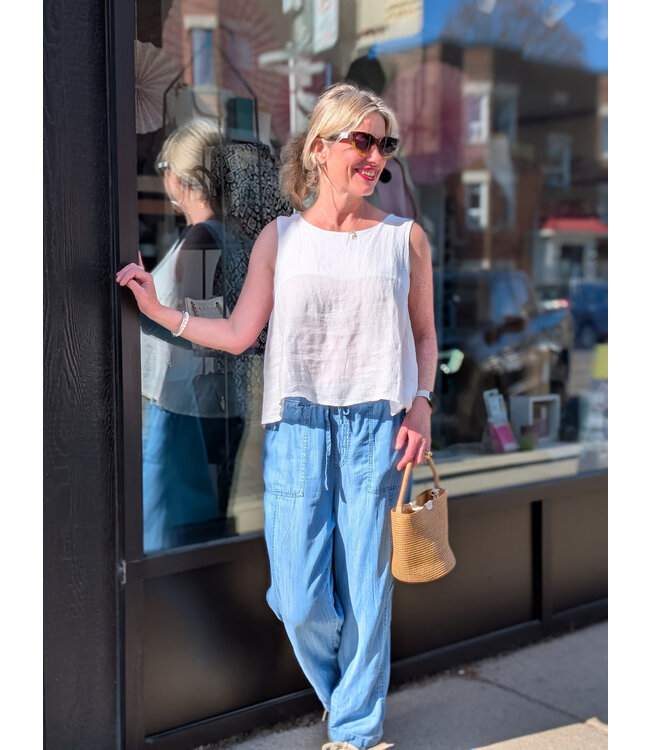 Point Zero Cropped Cargo Pants - Medium Indigo Denim