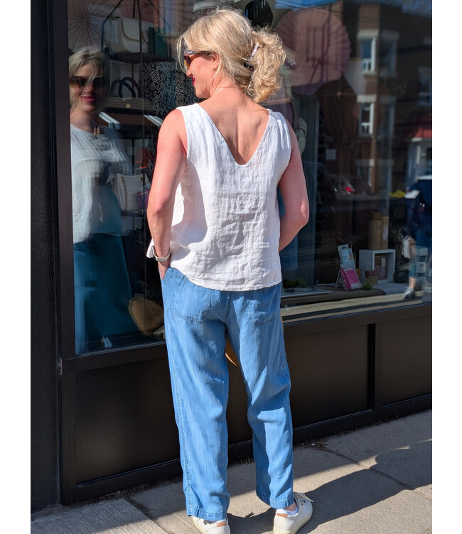 Point Zero Cropped Cargo Pants - Medium Indigo Denim