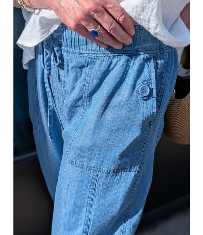 Point Zero Cropped Cargo Pants - Medium Indigo Denim