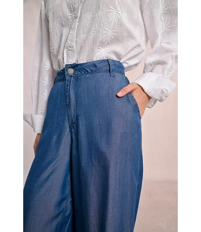 Molly Bracken Wide Leg Lyocell Pants - Denim Blue