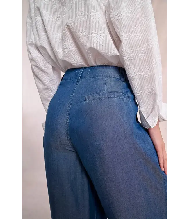 Molly Bracken Wide Leg Lyocell Pants - Denim Blue