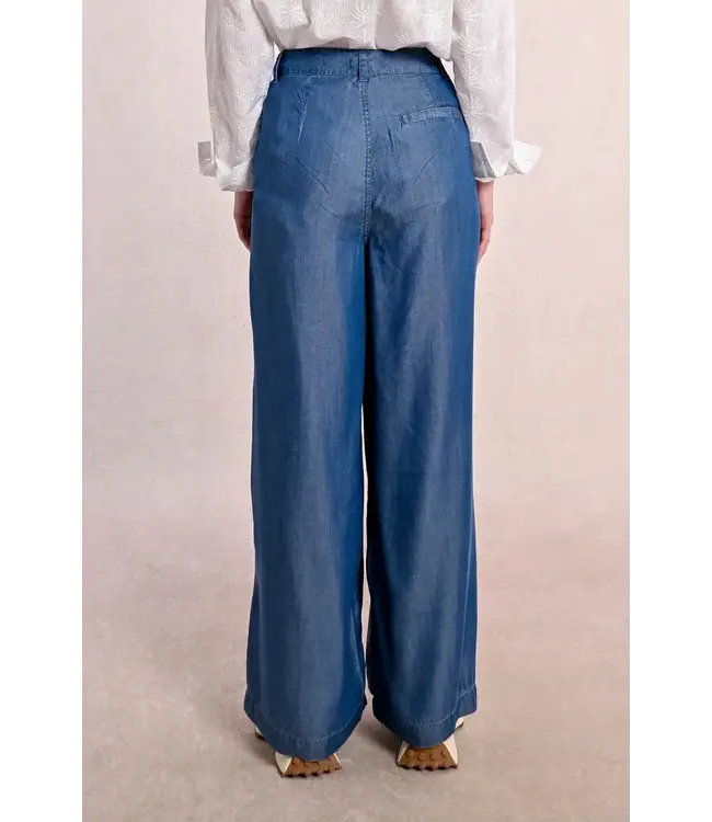 Molly Bracken Wide Leg Lyocell Pants - Denim Blue
