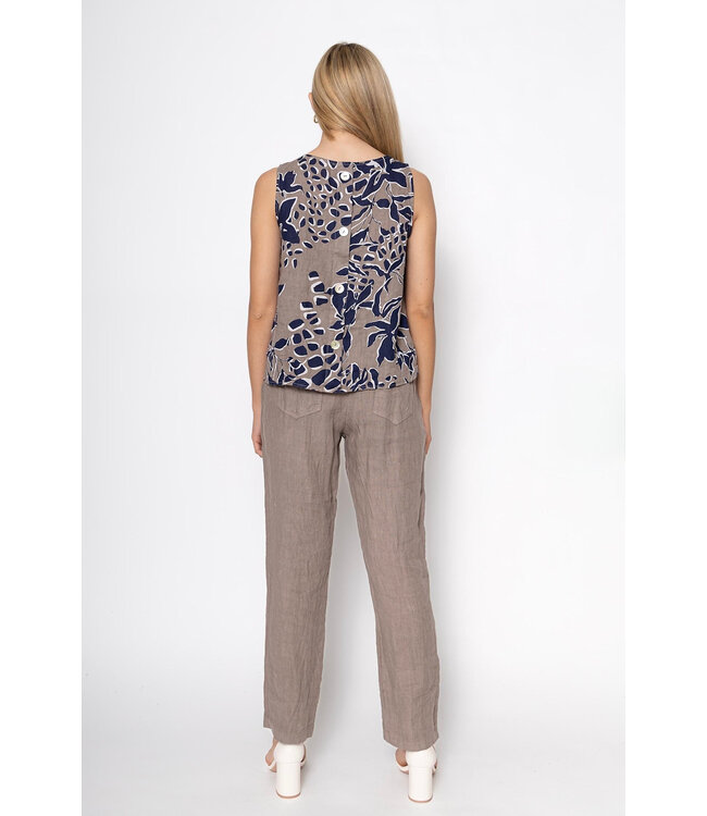 Button Back Linen Top - Fango