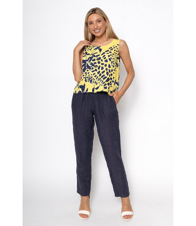 Button Back Linen Top - Giallo