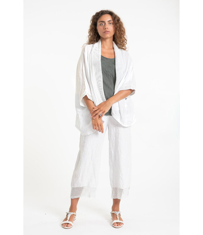 Linen Wide Leg Pants - Bianco