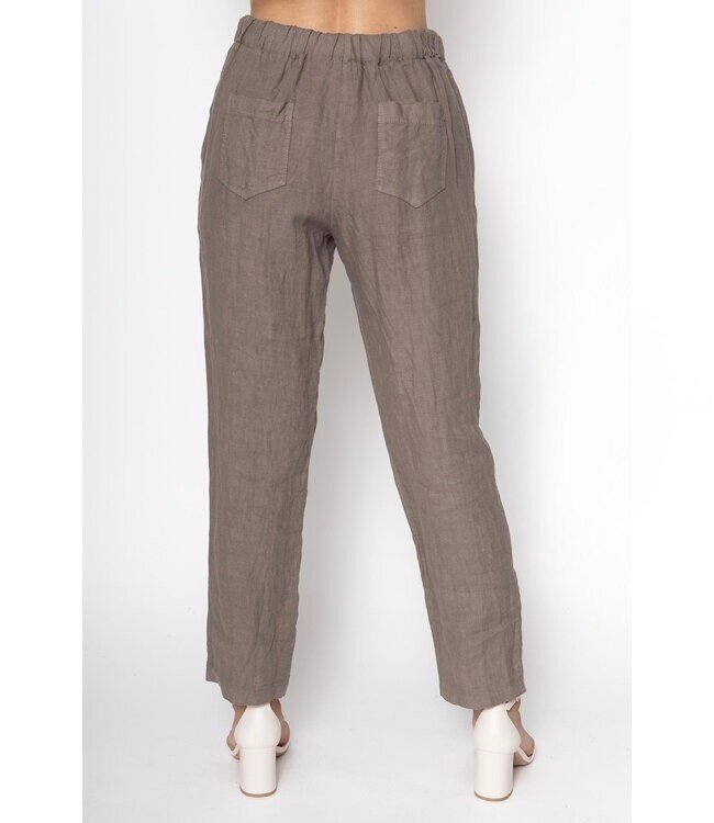 Linen Slim Pants - Fango