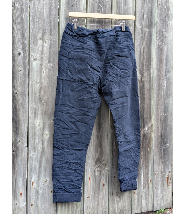 Made in Italy Crinkled Joggers  - Navy