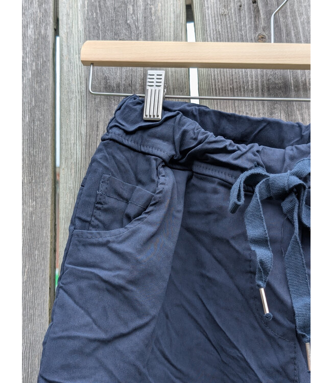 Made in Italy Crinkled Joggers  - Navy