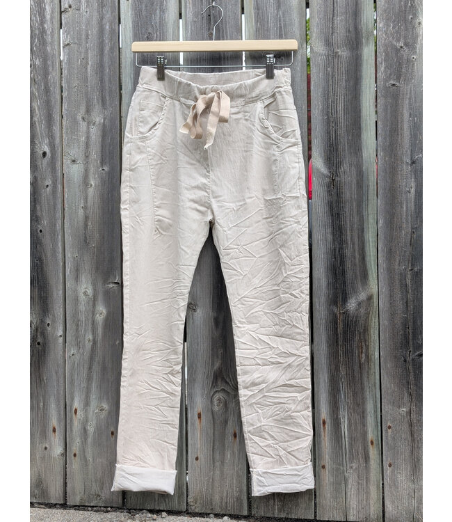 Made in Italy Crinkle Joggers - Beige