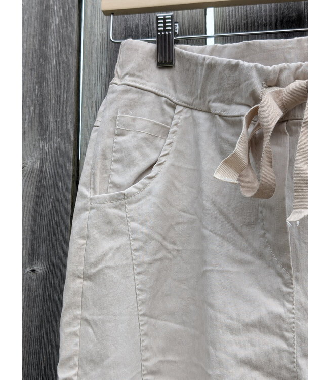 Made in Italy Crinkle Joggers - Beige