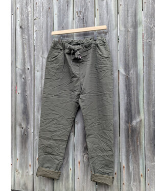Made in Italy Crinkled Joggers -  Military