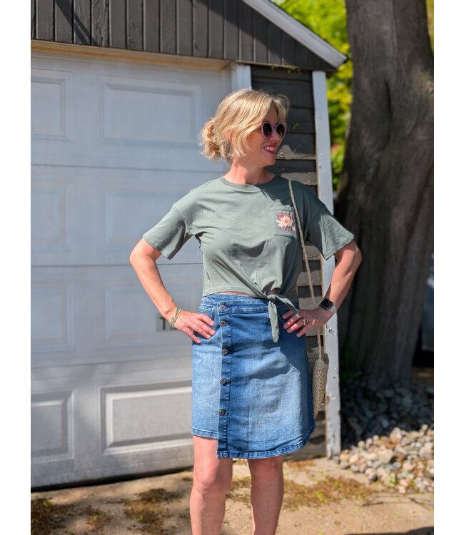 ICHI IHTwiggy Asymmetric Button Denim Skirt - Medium