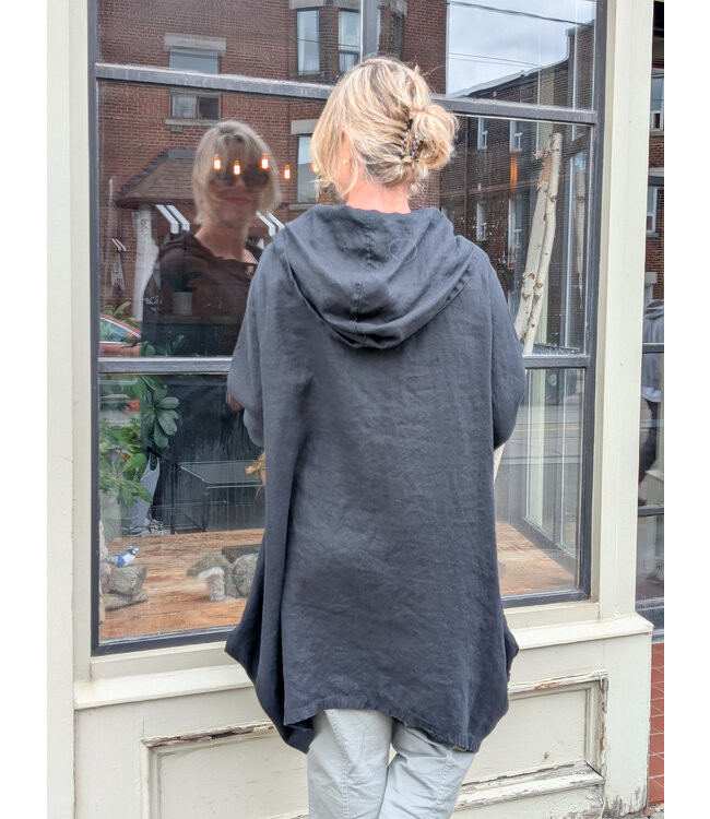 Sova Design Antibes Hooded Linen Jacket - Black