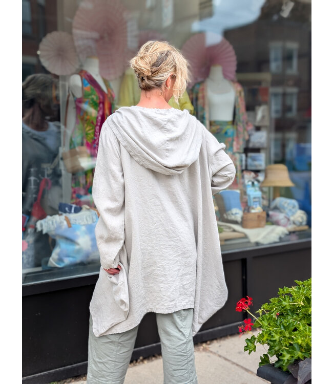 Sova Design Antibes Hooded Linen Jacket - Taupe