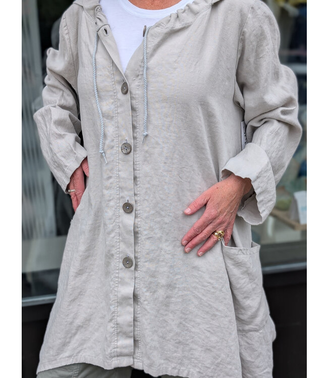 Sova Design Antibes Hooded Linen Jacket - Taupe