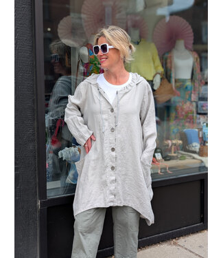 Sova Design Antibes Hooded Linen Jacket - Taupe
