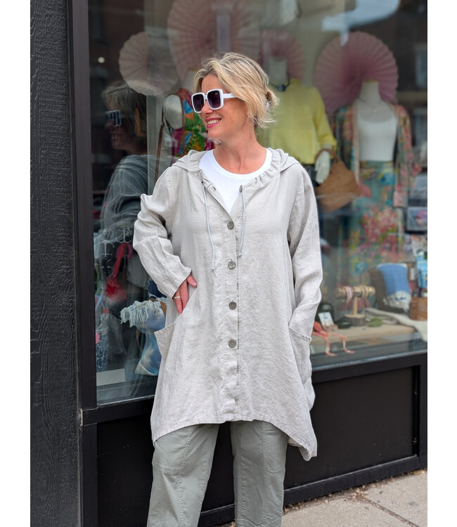 Sova Design Antibes Hooded Linen Jacket - Taupe