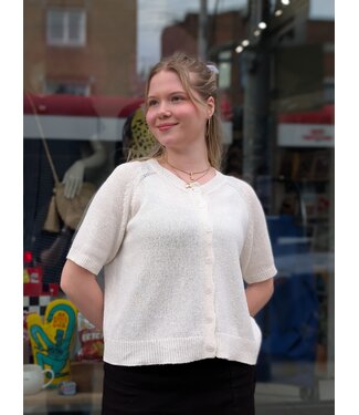 naif Ania Short Sleeve Cardigan - Ivory
