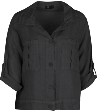 Linen Button Down Jacket - Black